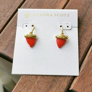 Kendra Scott Oleana Drop Earrings. Gold Red Mother-Of-Pearl